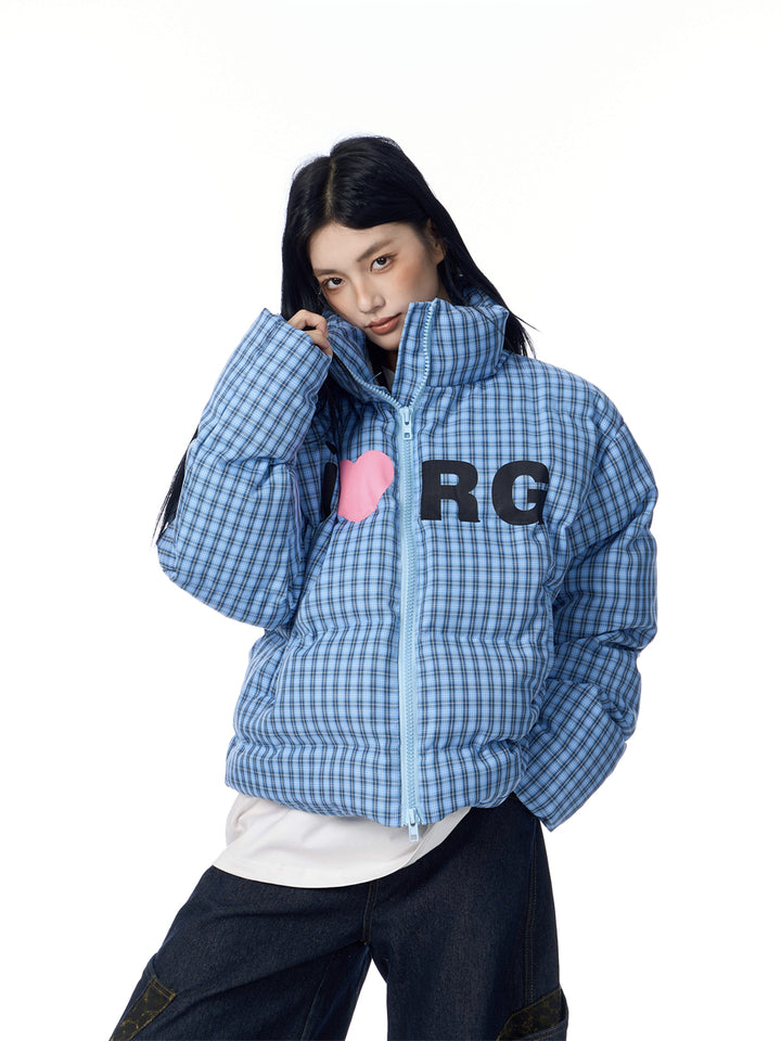 GKIKZ PLAID THICKENED QUILTED COTTON PUFFER JACKET