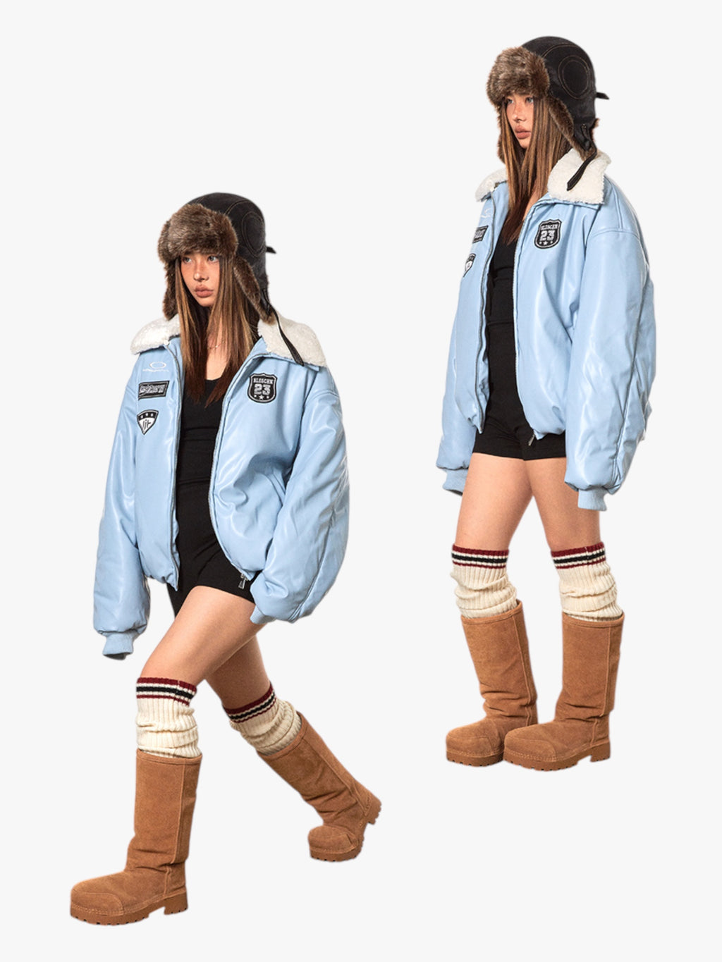 Retro Baseball Fur Collar Leather Jacket