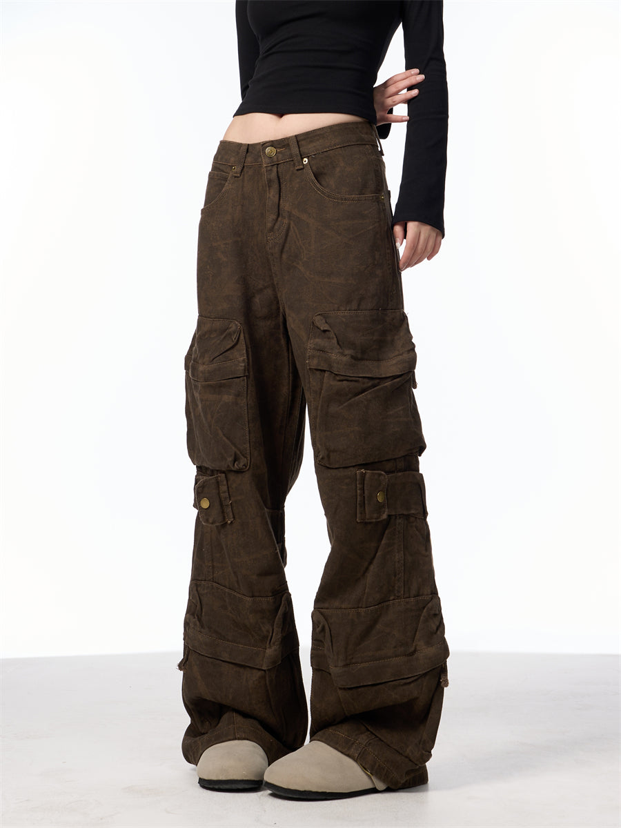 GKIKZ RUGGED CHARM WIDE-LEG CARGO PANTS