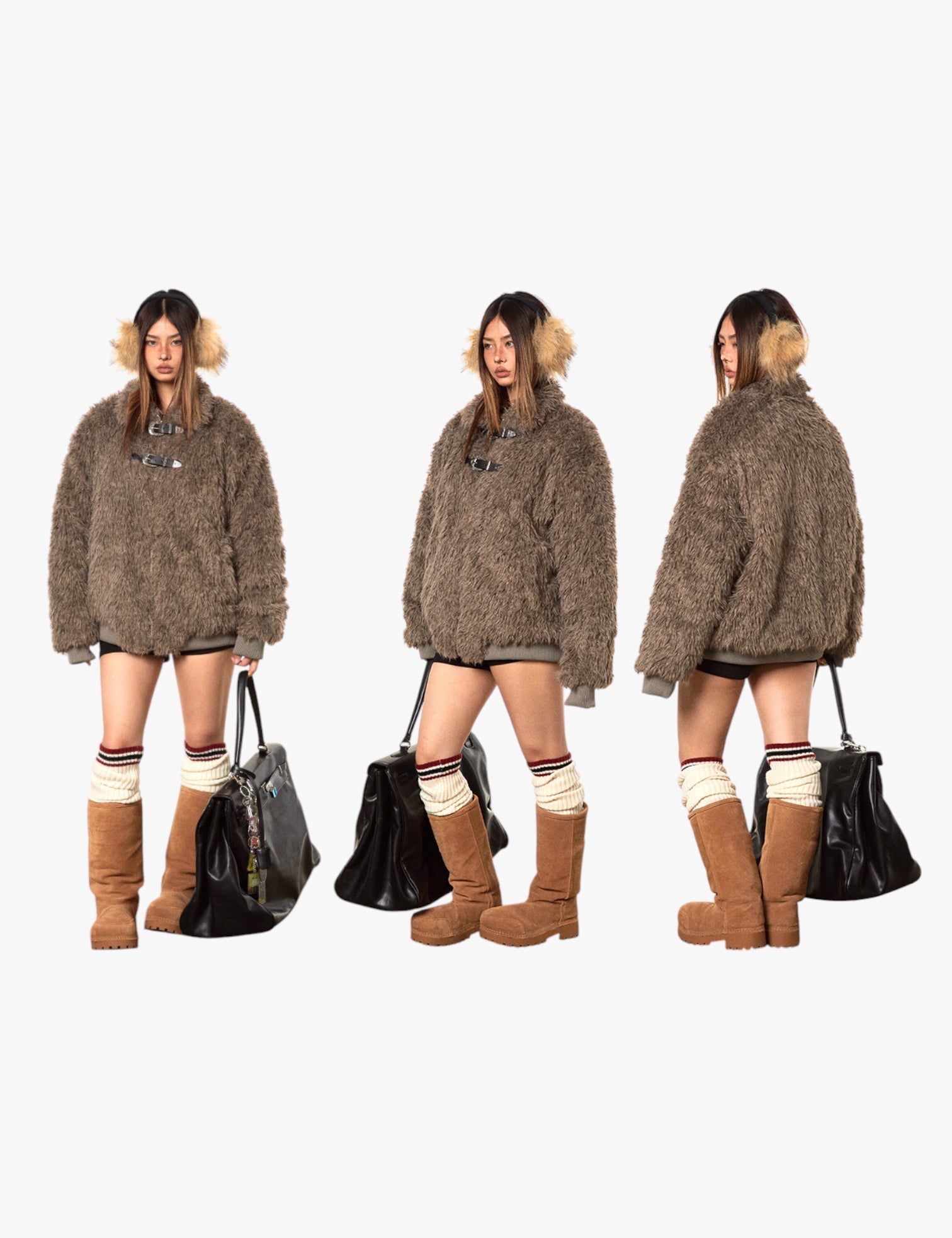 GKIKZ IMITATION LAMBWOOL FUR COTTON THICKENED SHEARLING JACKET