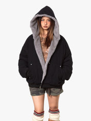 GKIKZ RETRO COTTON-PADDED THICKENED FUR JACKET