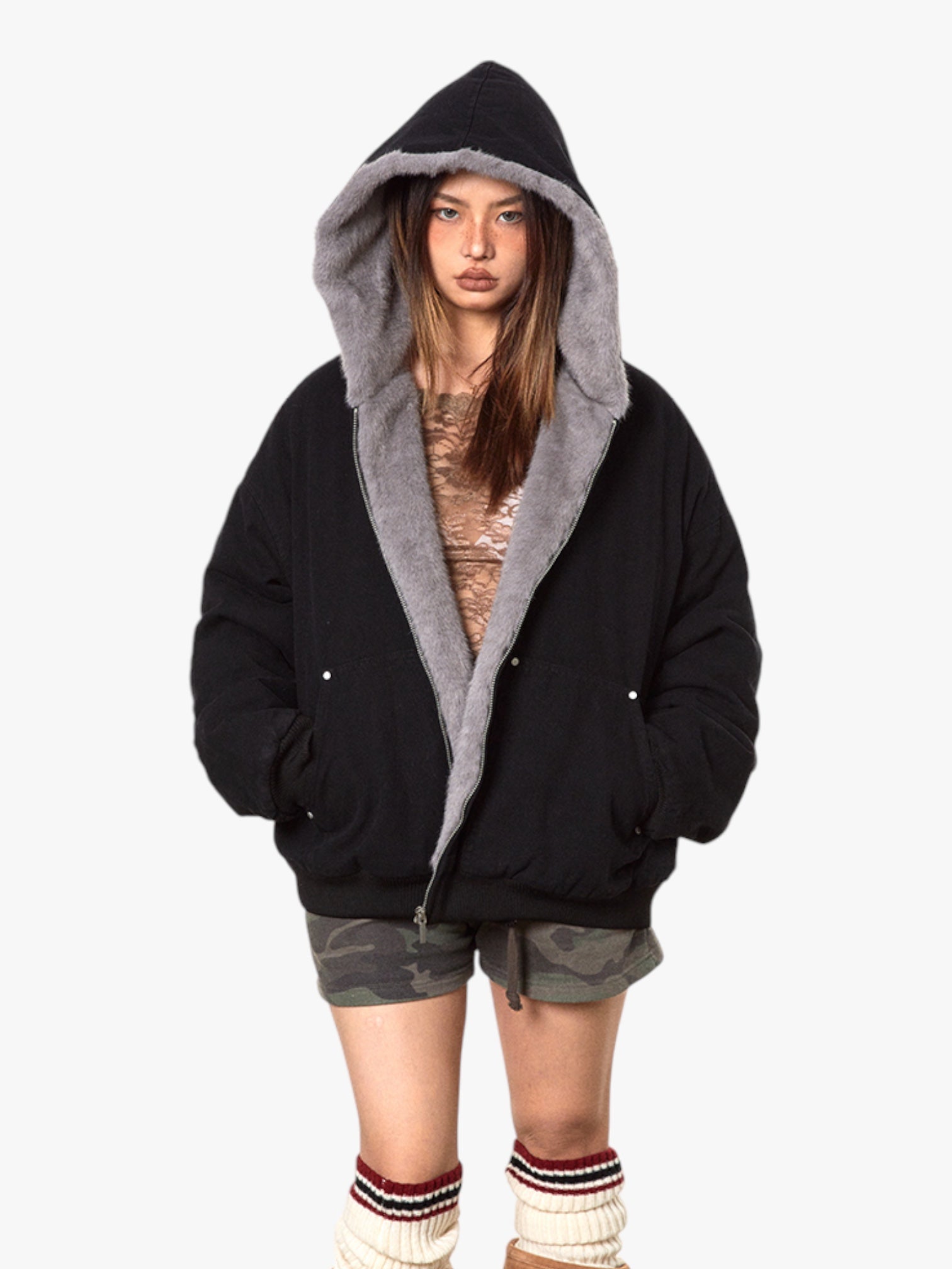 Retro Cotton-Padded Thickened Fur Jacket