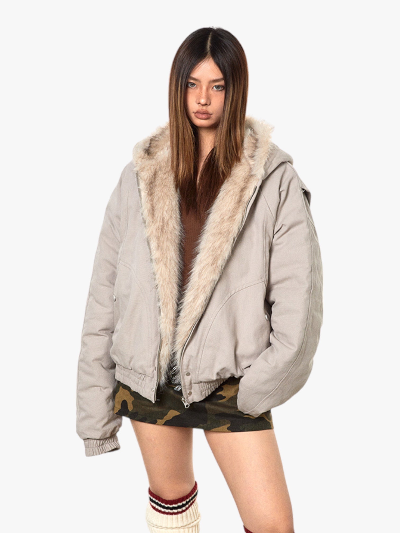 Mountain Carving Thickened Fur Jacket
