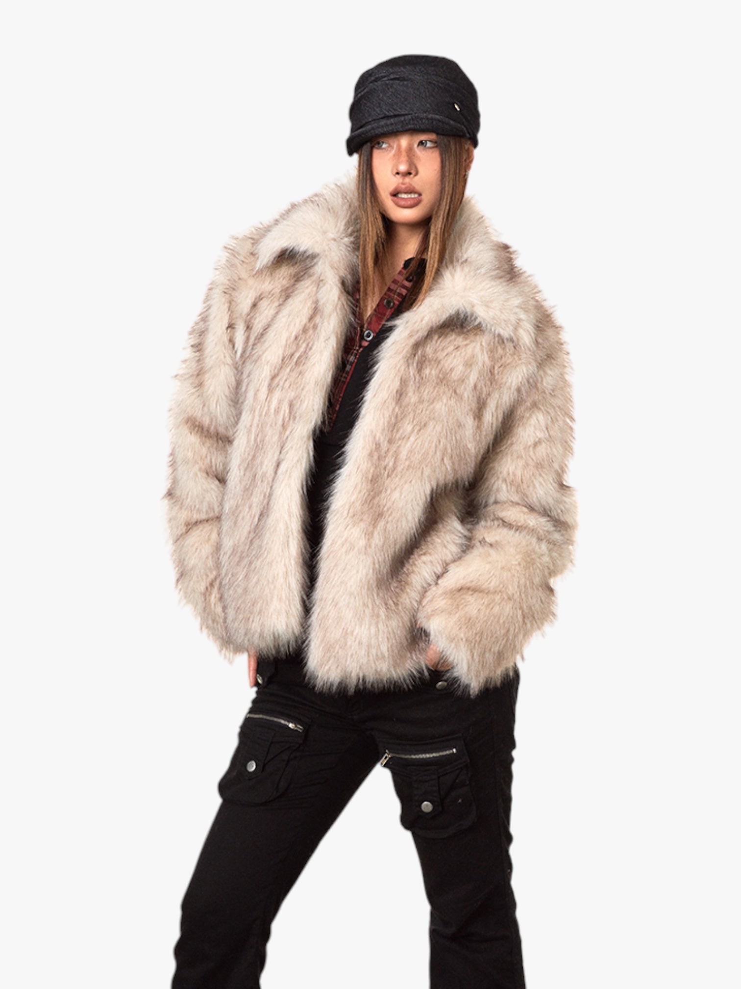 GKIKZ LUXURIOUS FAUX FUR OVERSIZED JACKET