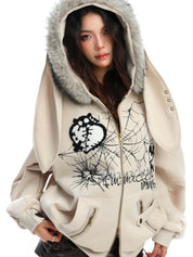 [25AW NEW ARRIVAL] GKIKZ BIG-EARS BUNNY FUR ZIP-UP HOODIE