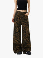 GKIKZ VINTAGE LEOPARD PRINT BAGGY JEANS