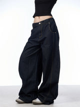 Retro Machete Wide-Leg Loose Jeans