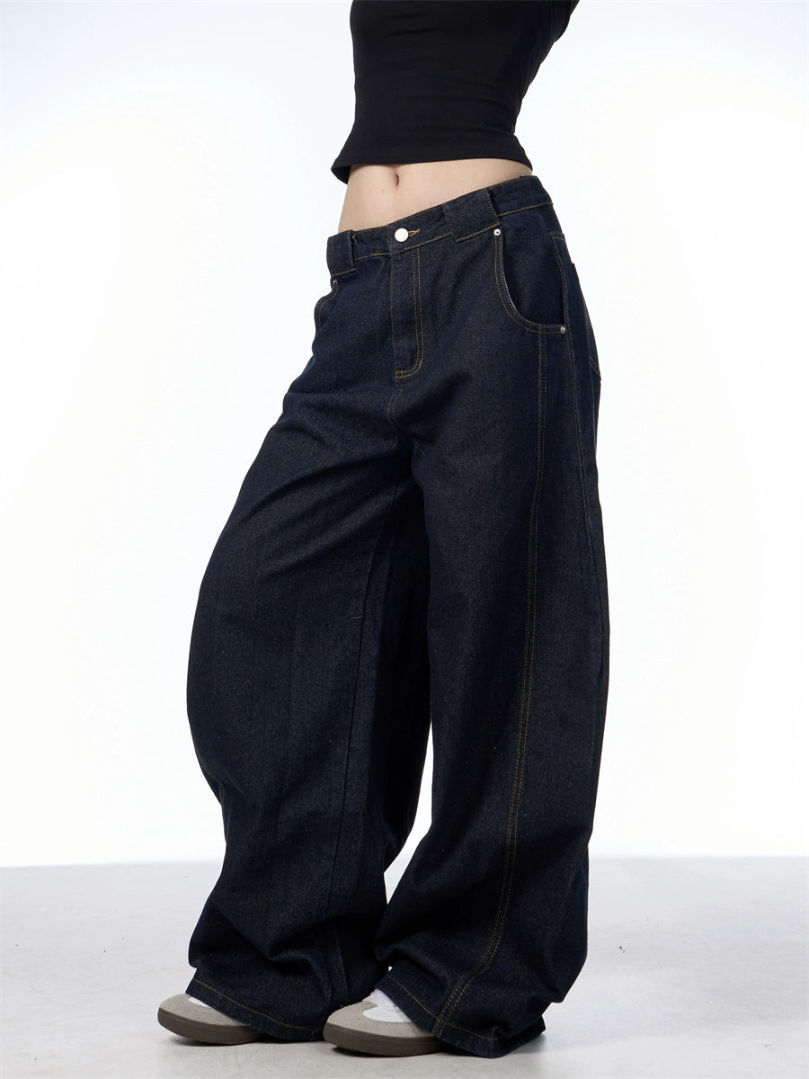 Retro Machete Wide-Leg Loose Jeans
