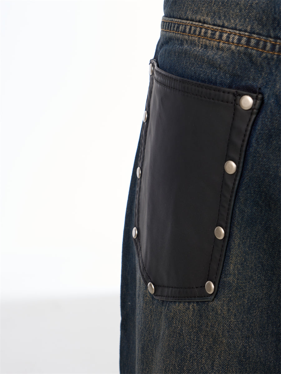 GKIKZ TRULY DULL OLD BLACK WIDE-LEG JEANS