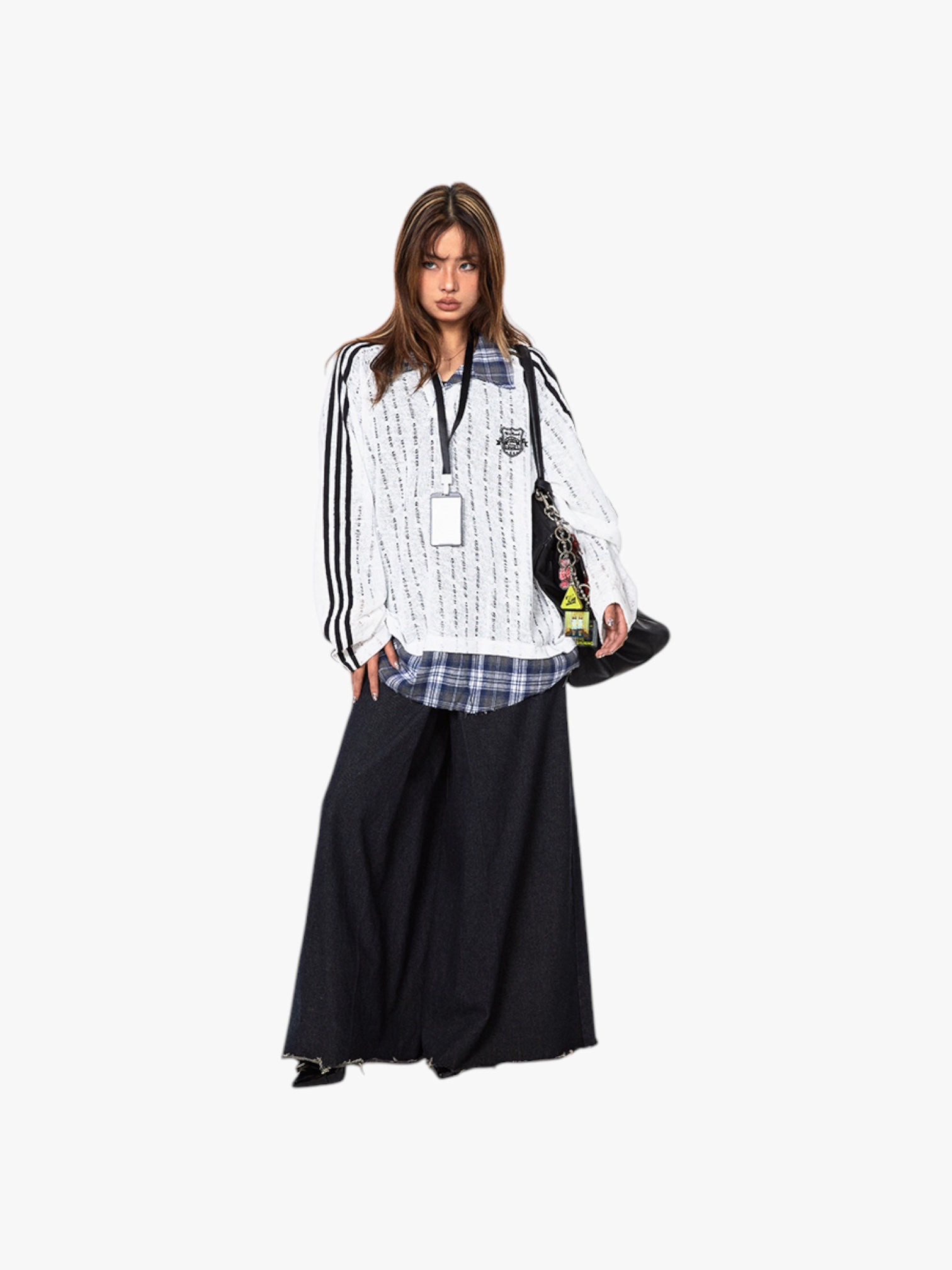 Vintage Stripe Stitching Contrast Slightly Transparent Multi-Layered Tees
