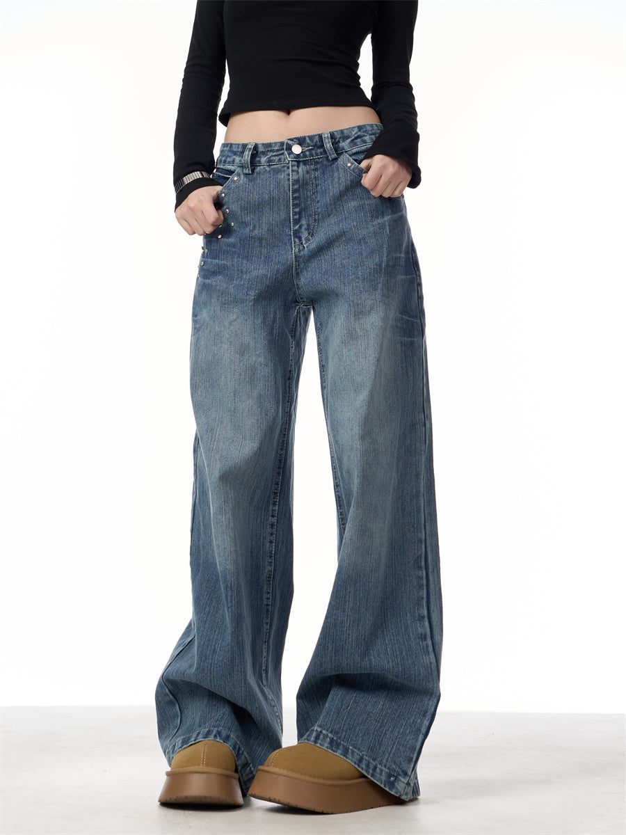 GKIKZ RIVET HIGH WAIST WIDE-LEG JEANS