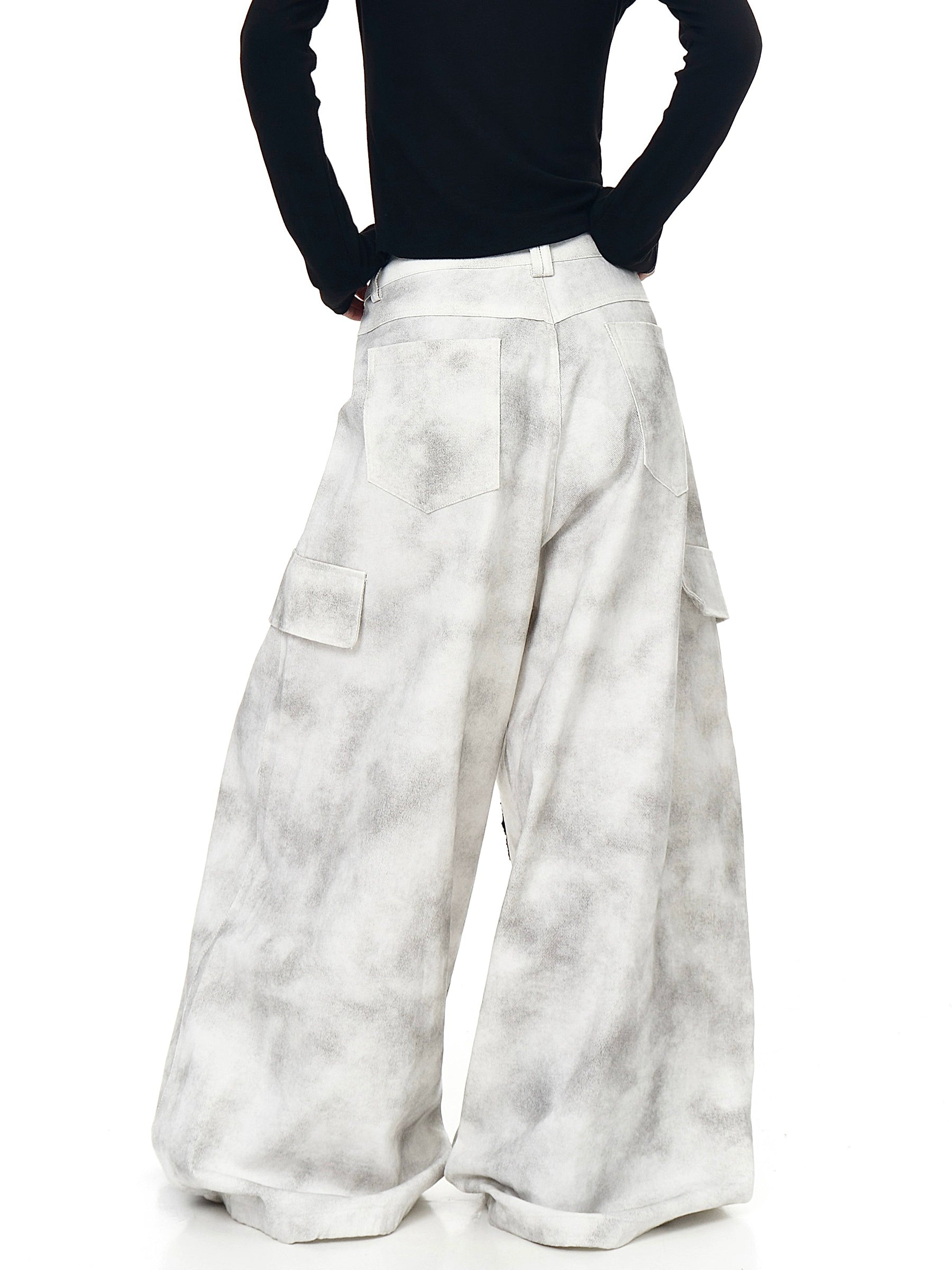 [25AW NEW ARRIVAL] GKIKZ STARFALL DISTRESS WIDE-LEG CARGO PANT