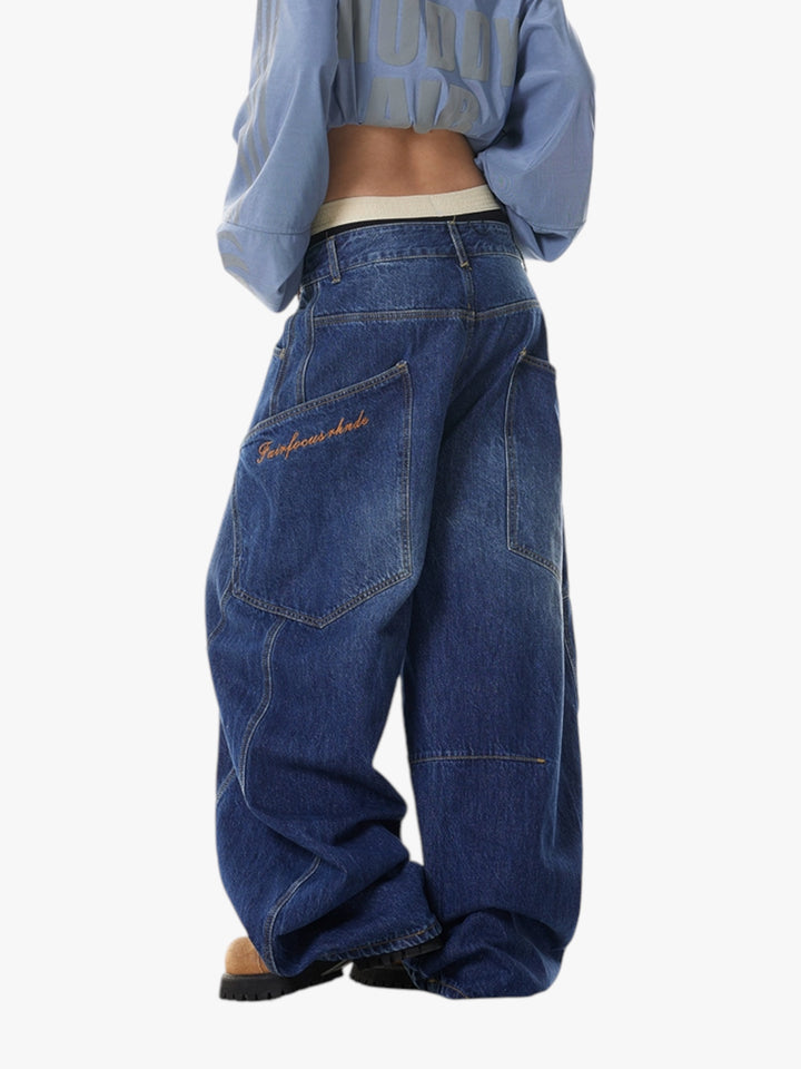 GKIKZ BIG POCKET SCIMITAR BAGGY JEANS