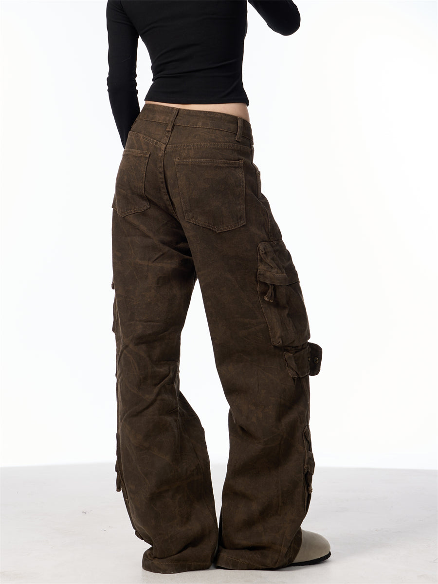 GKIKZ RUGGED CHARM WIDE-LEG CARGO PANTS
