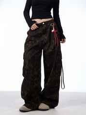 GKIKZ LEOPARD INTRUSION BAGGY CARGO PANTS