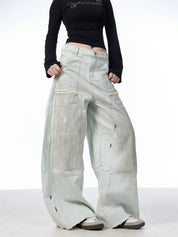 GKIKZ RETRO WASHED DISTRESSED MACHETE LOOSE JEANS