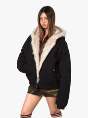 GKIKZ MOUNTAIN CARVING THICKENED FUR JACKET