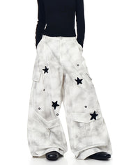 [25AW NEW ARRIVAL] GKIKZ STARFALL DISTRESS WIDE-LEG CARGO PANT