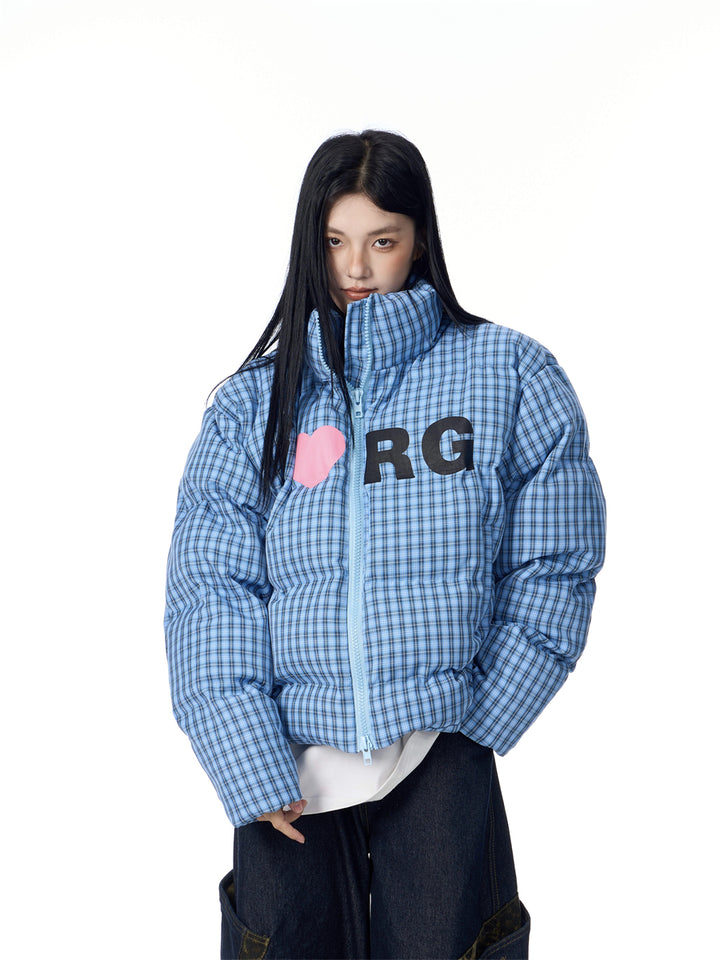 GKIKZ PLAID THICKENED QUILTED COTTON PUFFER JACKET