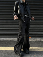 GKIKZ INNER DESTRUCTION BAGGY JEANS (BLACK)