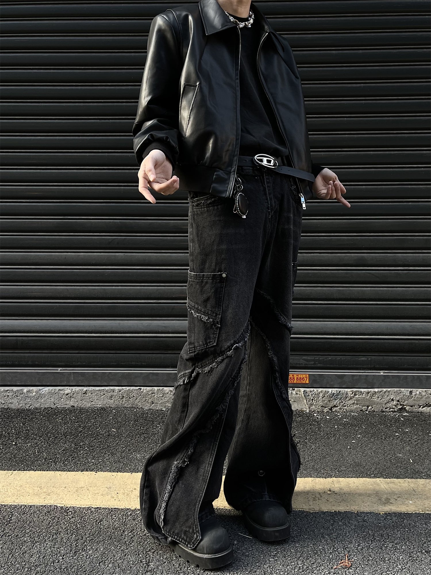 Inner Destruction Baggy Jeans (Black)