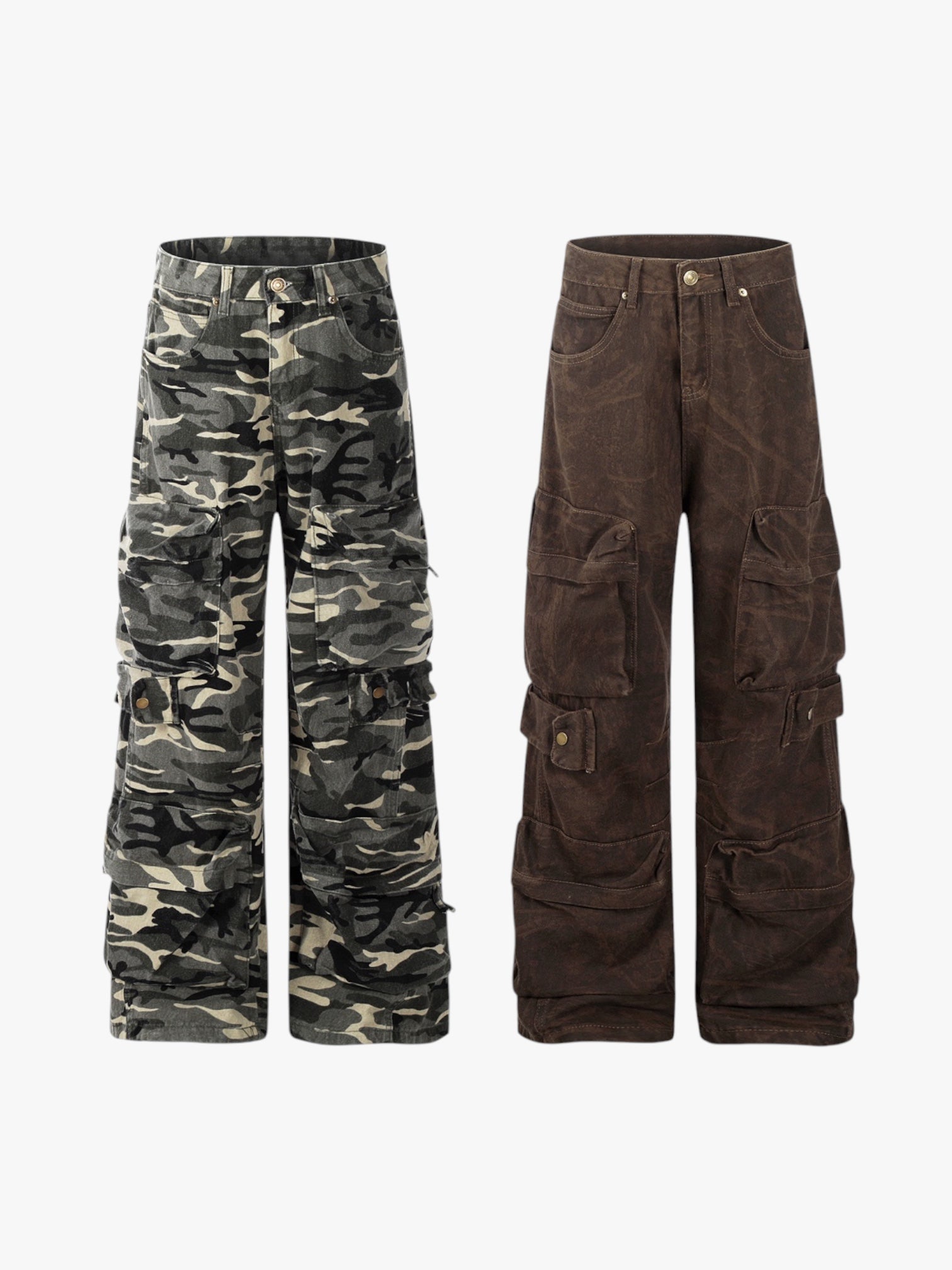 GKIKZ RUGGED CHARM WIDE-LEG CARGO PANTS