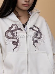 [VALENTINE RESTOCK] GKIKZ EMBROIDERED SERPENT HOODED ZIPPER SWEAT.S