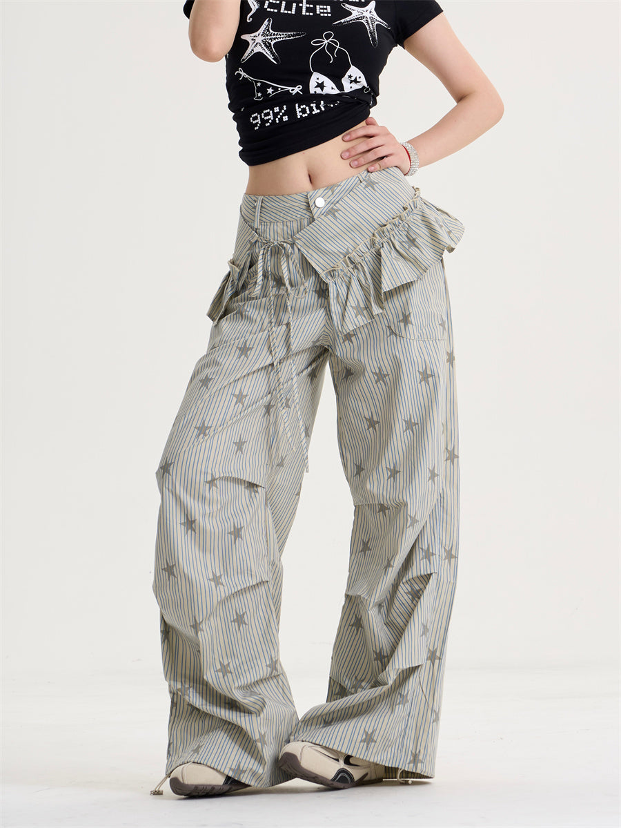 GKIKZ STARLACE RUFFLE WIDE-LEG PANT