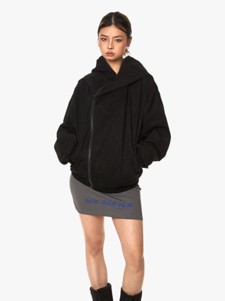 GKIKZ ASYMMETRIC ZIP-UP HOODED JACKET