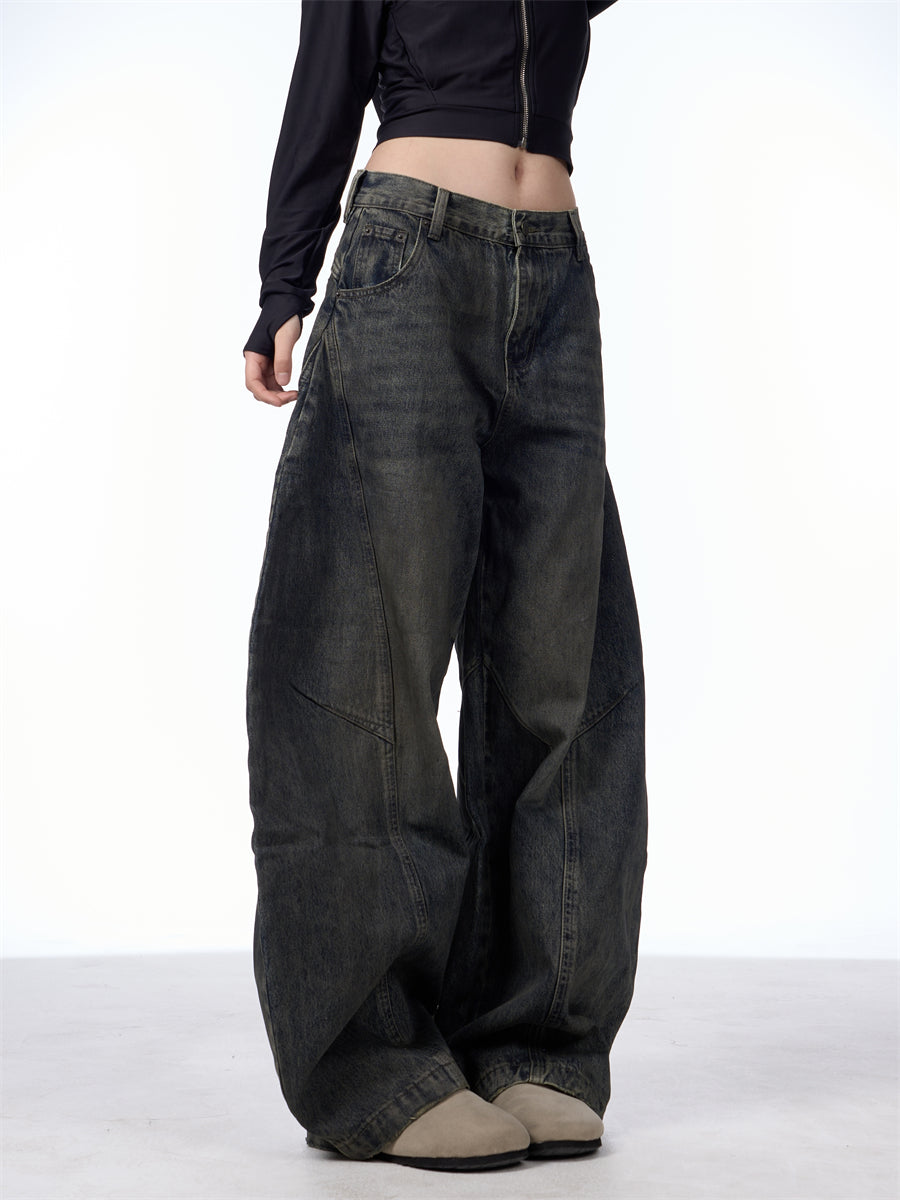 GKIKZ DIRTY SPLASH-INK MATCHET WIDE-LEG DENIM PANTS
