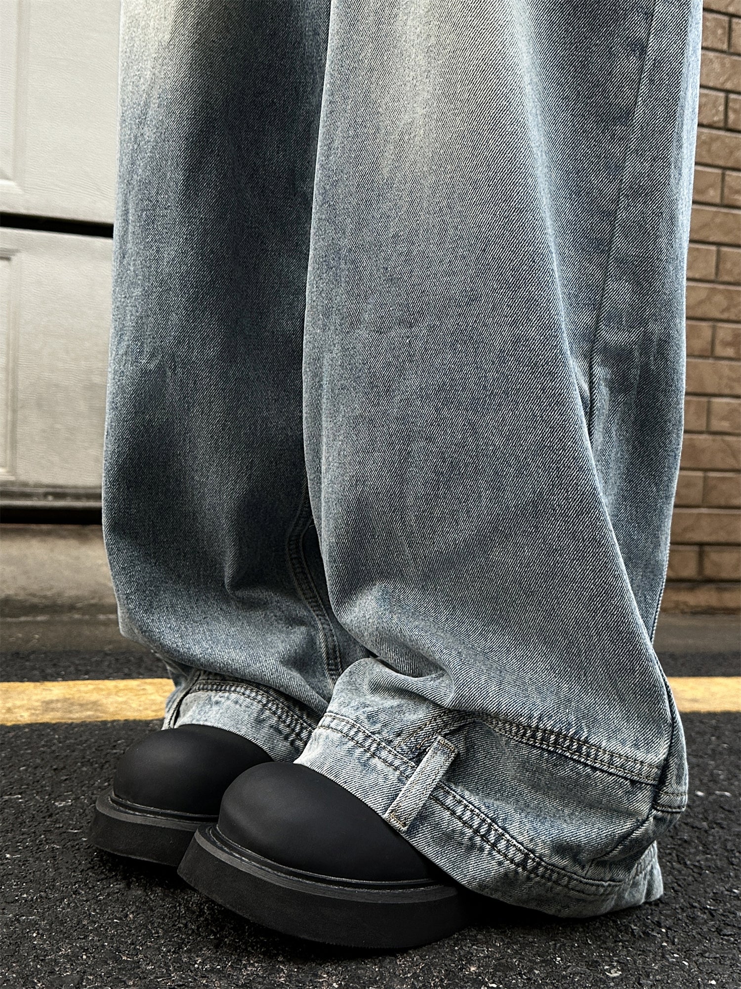 GKIKZ REVERSE DESIGN RETRO BAGGY JEANS