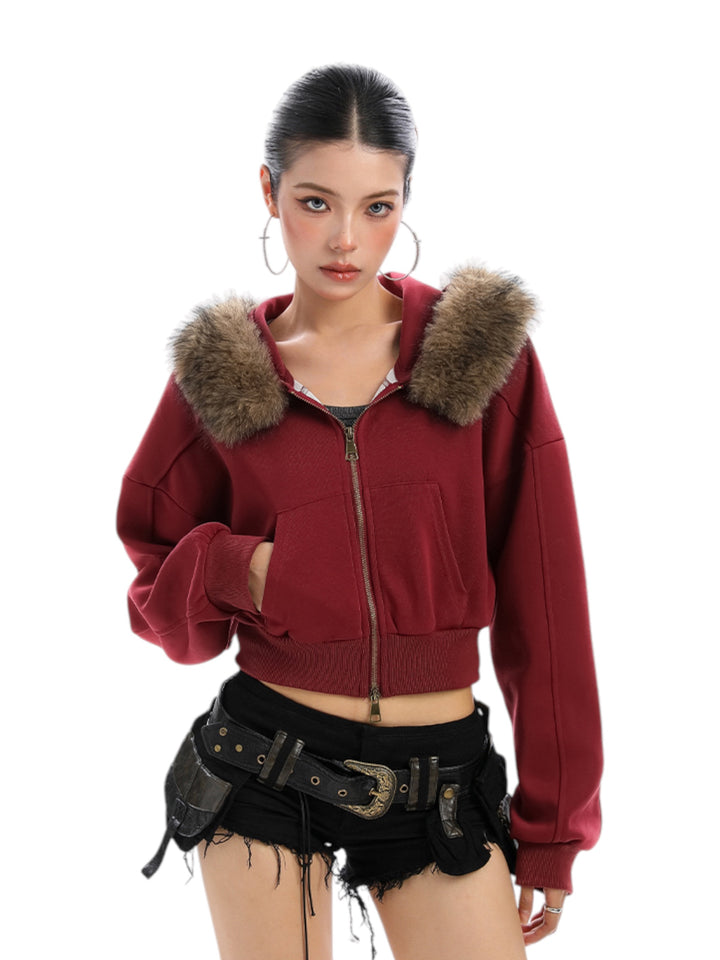 GKIKZ FOX FLARE ZIP-UP HOODIE