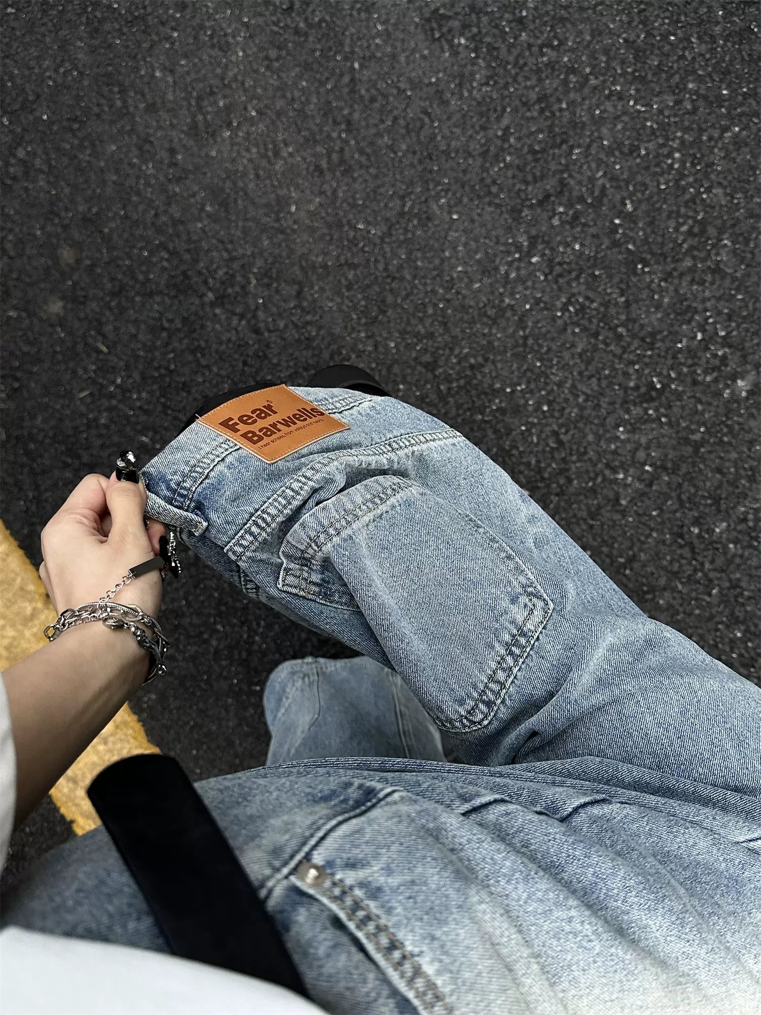 GKIKZ REVERSE DESIGN RETRO BAGGY JEANS