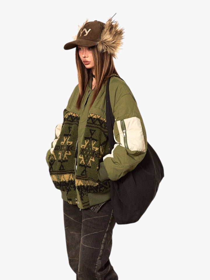 GKIKZ TRIBAL ERECT CONTRAST COTTON PADDED JACKET