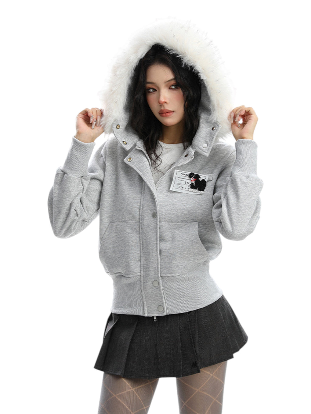 Block Code Faux Fur Jacket