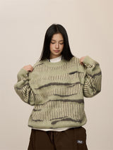 [CHRISTMAS SPECIAL] GKIKZ LUXURIOUS ABSTRACT STRIPED KNITTED THICK OVERSIZED SWEATER