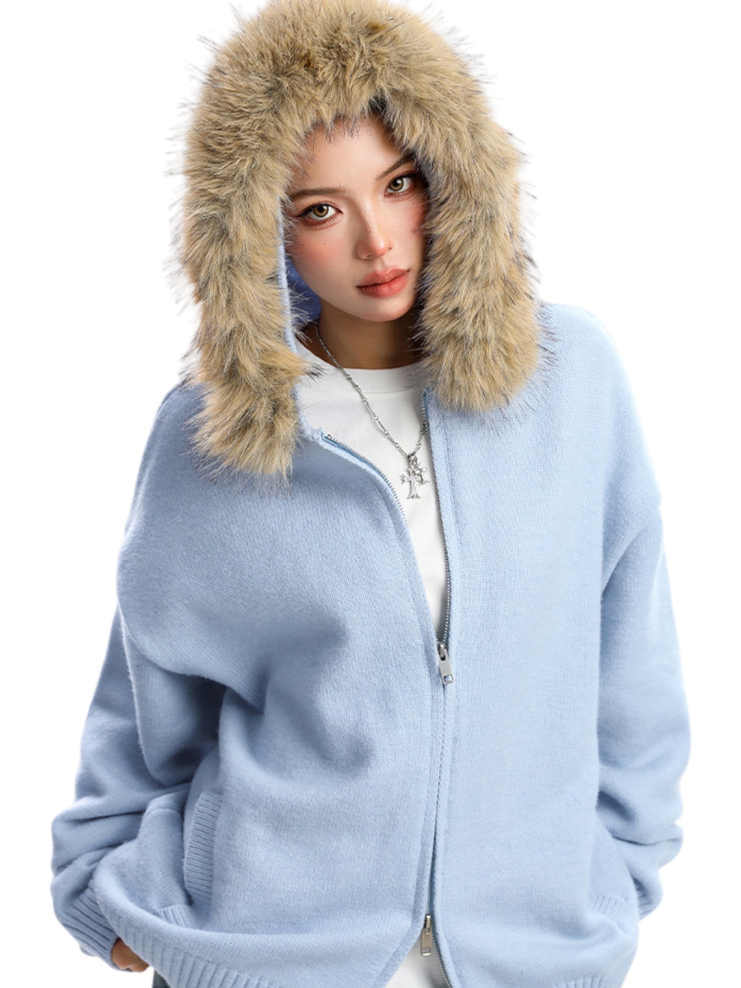 [25AW NEW ARRIVAL] GKIKZ AURORA EDGE FAUX FUR JACKET