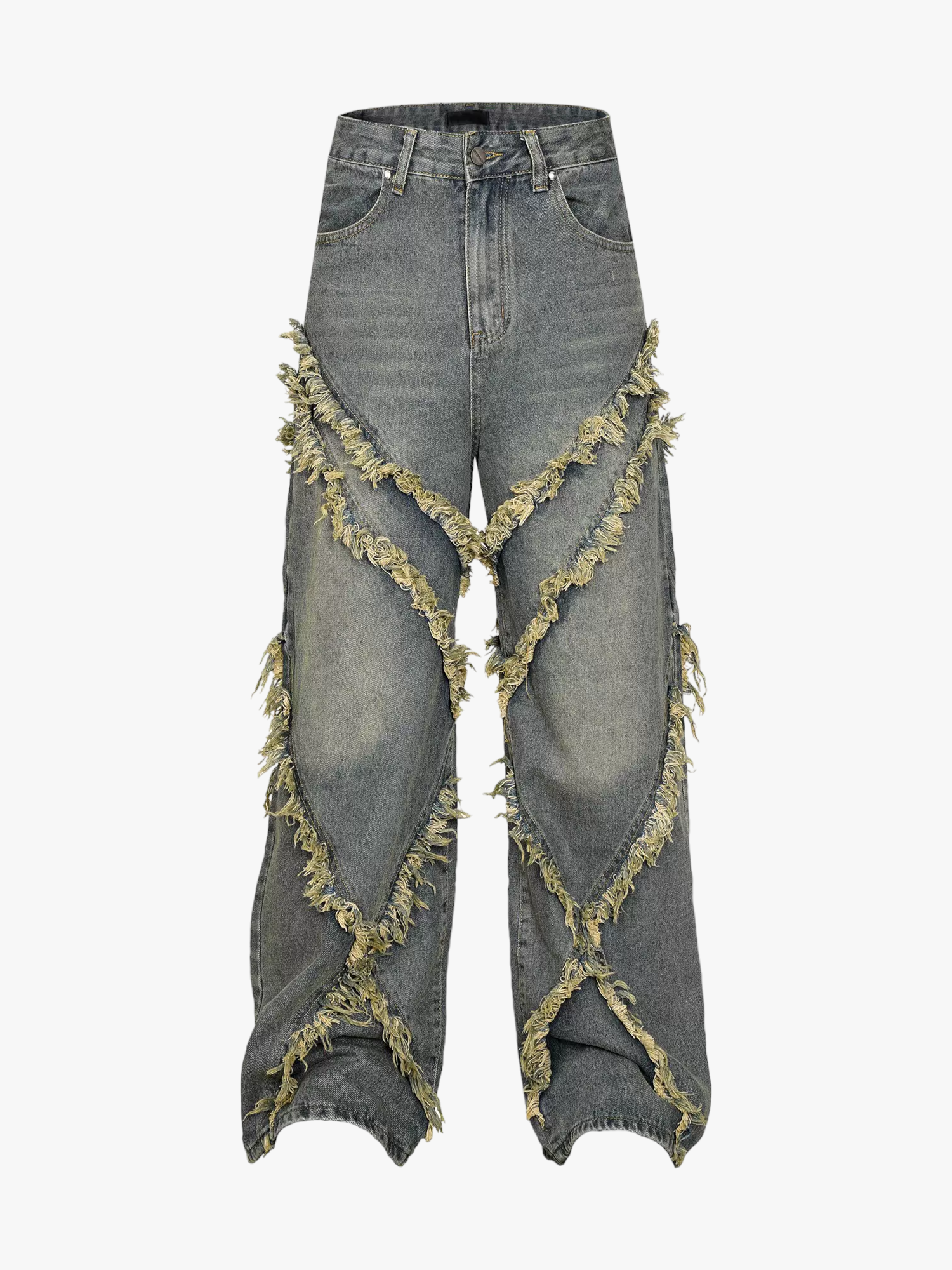 GKIKZ CROSS RAW-EDGE BAGGY JEANS