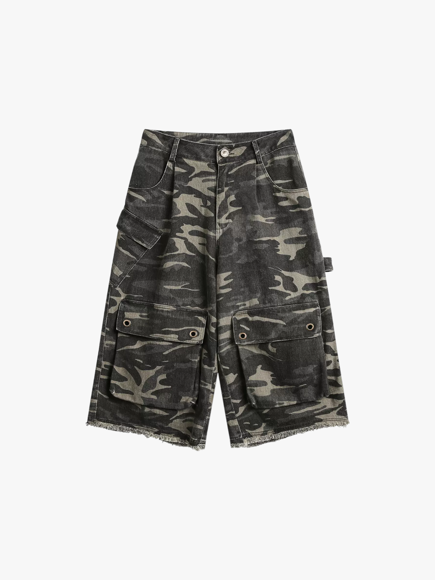 Camouflage Overall Raw Edge Jorts