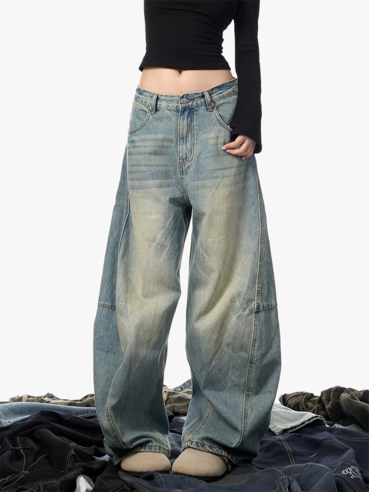 GKIKZ RETRO WASHED-OUT BAGGY JEANS