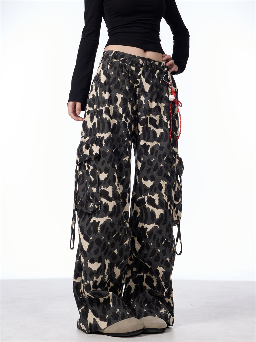 GKIKZ LEOPARD INTRUSION BAGGY CARGO PANTS