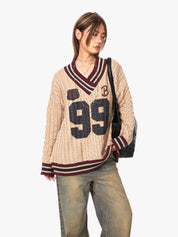 GKIKZ 99 LOOSE FIT CABLE KNITTED SWEATER