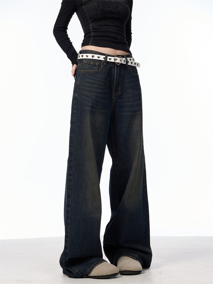 GKIKZ TRULY DULL OLD BLACK WIDE-LEG JEANS