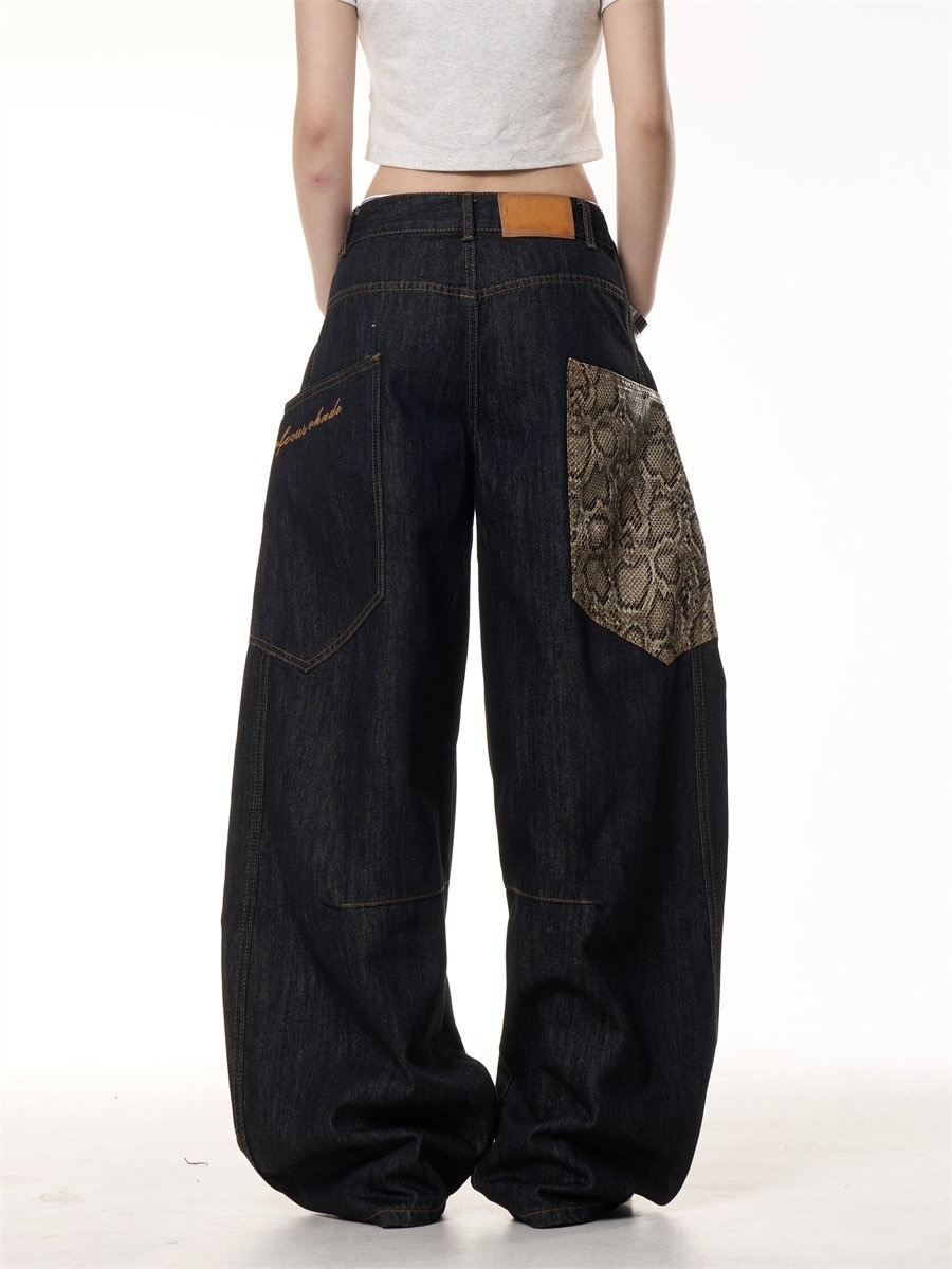 GKIKZ PYTHON PATCH WIDE-LEG JEANS