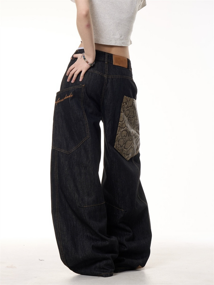 GKIKZ PYTHON PATCH WIDE-LEG JEANS