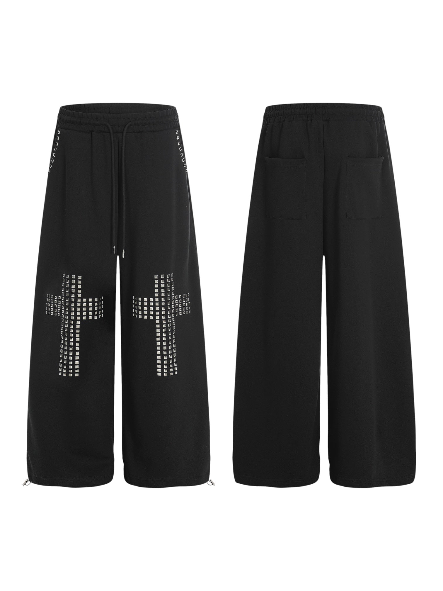 GKIKZ RIVET CROSS WIDE-LEG PANTS