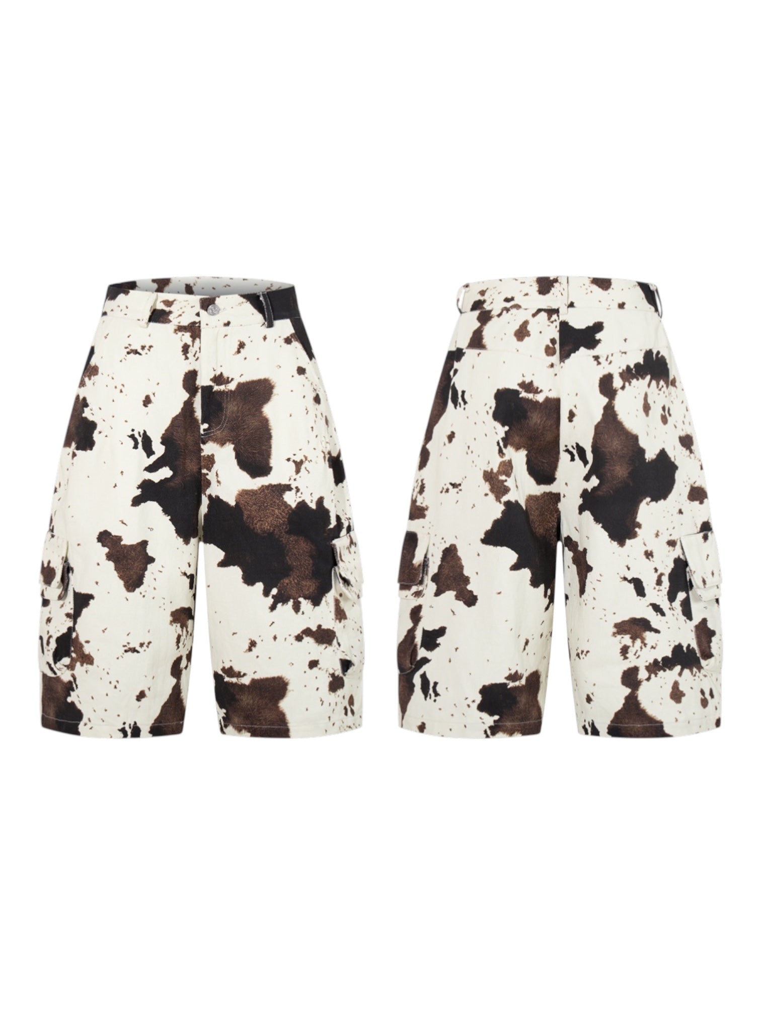 GKIKZ RETRO COW-MOTIF MULTI POCKET COTTON WORKSHORTS