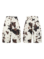 GKIKZ RETRO COW-MOTIF MULTI POCKET COTTON WORKSHORTS
