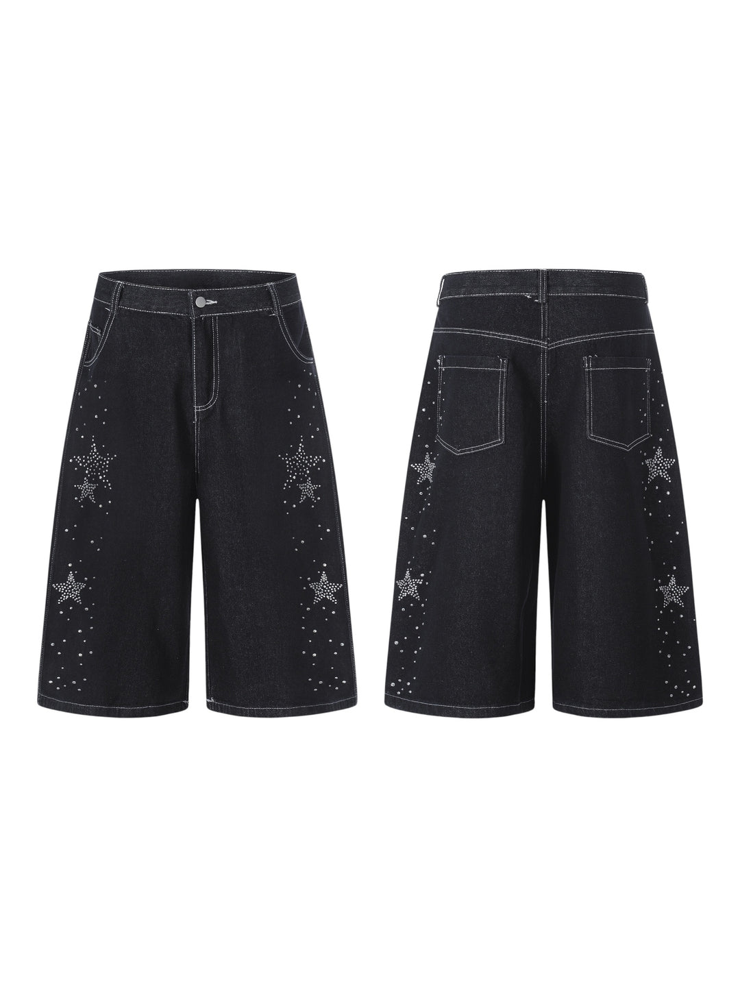 Star Rhinestone Capri Denim Jorts
