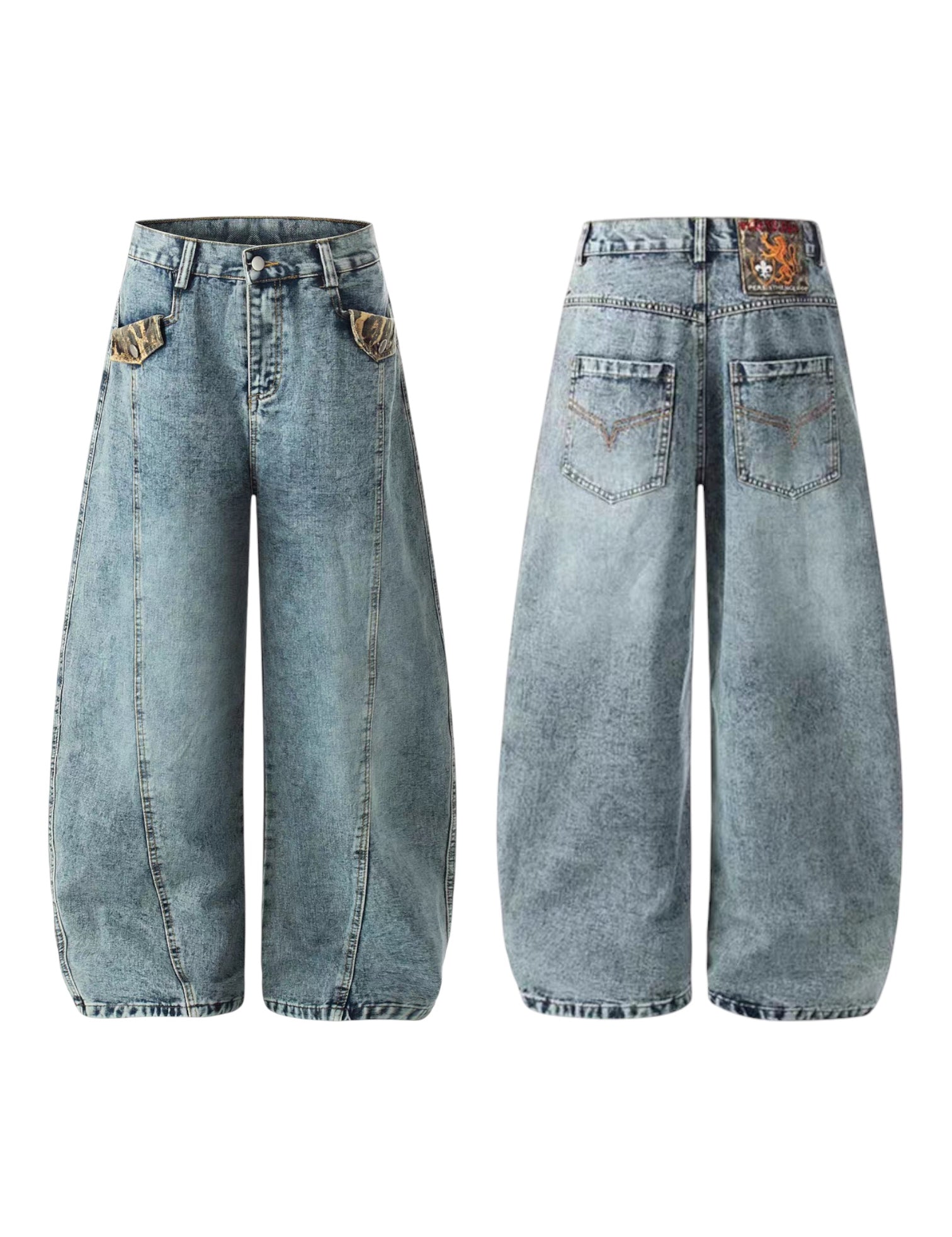 GKIKZ VINTAGE DISTRESSED SCIMITAR DENIM